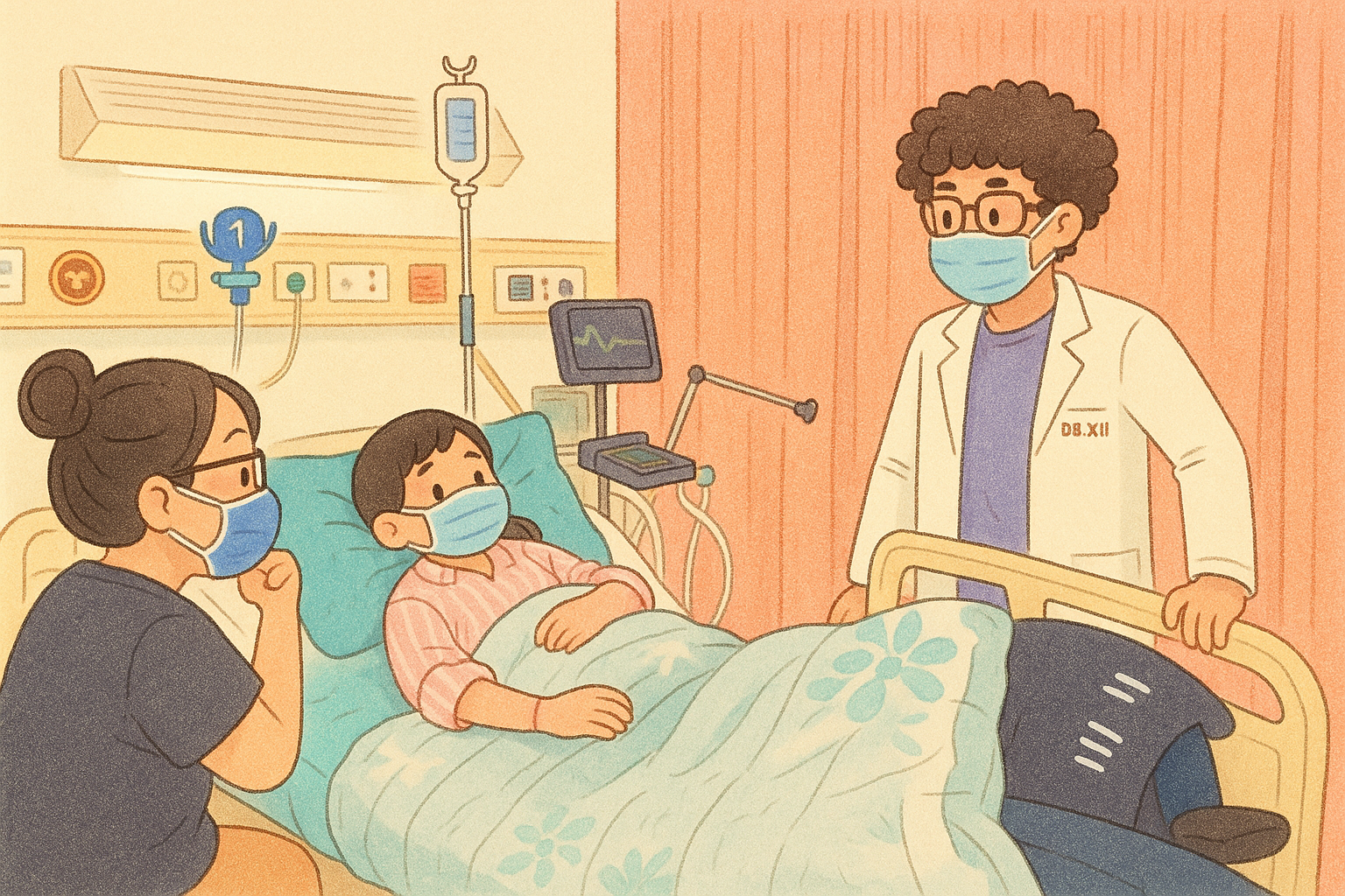 初期訪視情境，洺哲個管師親自前來病床旁傾聽與鼓勵